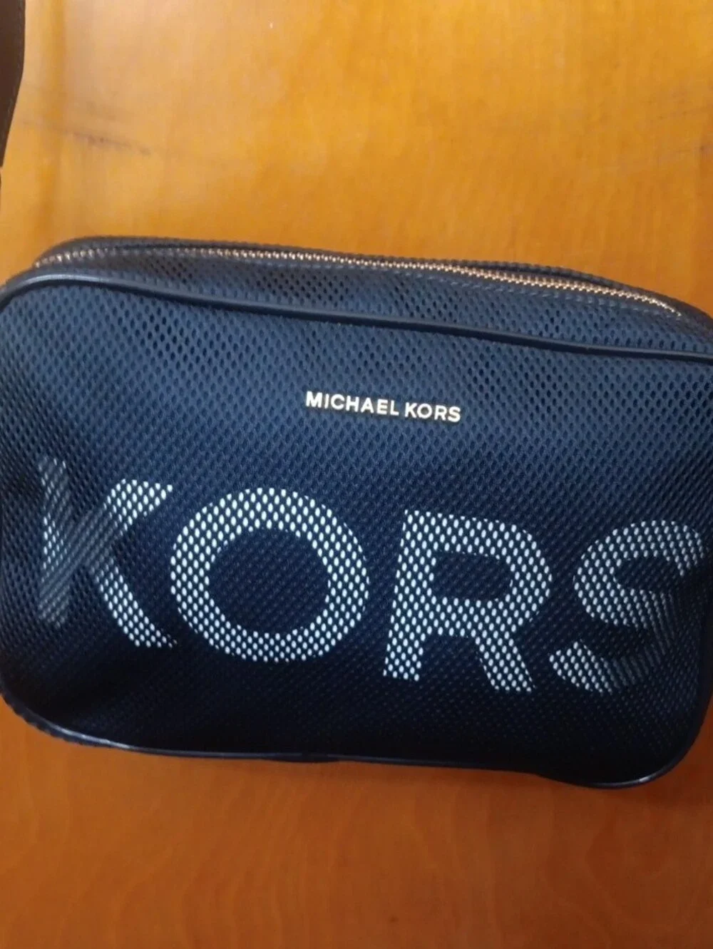 Michael Kors Navy and White Logo Messenger Crossbody